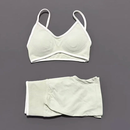 Conjunto Desportivo Feminino 2 Peças | Top e Calções Elásticos | Yoga, Fitness e Corrida