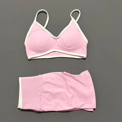 Conjunto Desportivo Feminino 2 Peças | Top e Calções Elásticos | Yoga, Fitness e Corrida