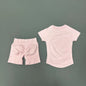Conjunto Fitness Feminino 2 Peças | Camiseta Manga Curta e Shorts Canelado Cintura Alta | Empina Bumbum