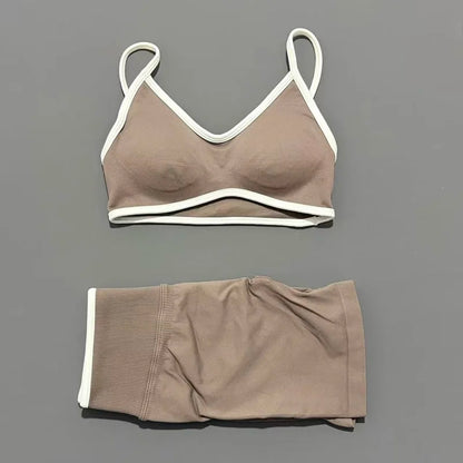 Conjunto Desportivo Feminino 2 Peças | Top e Calções Elásticos | Yoga, Fitness e Corrida