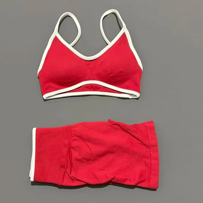 Conjunto Desportivo Feminino 2 Peças | Top e Calções Elásticos | Yoga, Fitness e Corrida