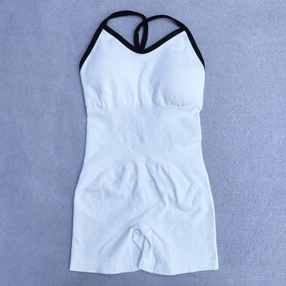 Fato de Yoga Sem Costura de Verão para Mulher | Conjunto de Ginásio com Top e Pantalonas