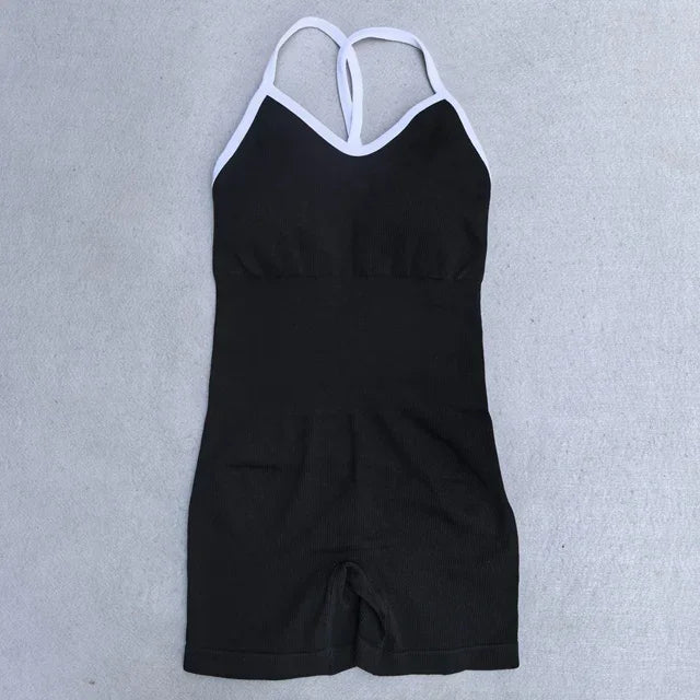 Fato de Yoga Sem Costura de Verão para Mulher | Conjunto de Ginásio com Top e Pantalonas