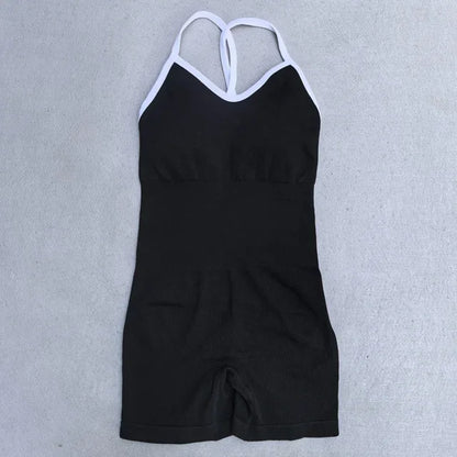 Fato de Yoga Sem Costura de Verão para Mulher | Conjunto de Ginásio com Top e Pantalonas