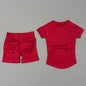 Conjunto Fitness Feminino 2 Peças | Camiseta Manga Curta e Shorts Canelado Cintura Alta | Empina Bumbum