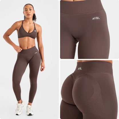 Leggings Femininas Sem Costura para Yoga | Cós Baixo Canelado | Empina Bumbum