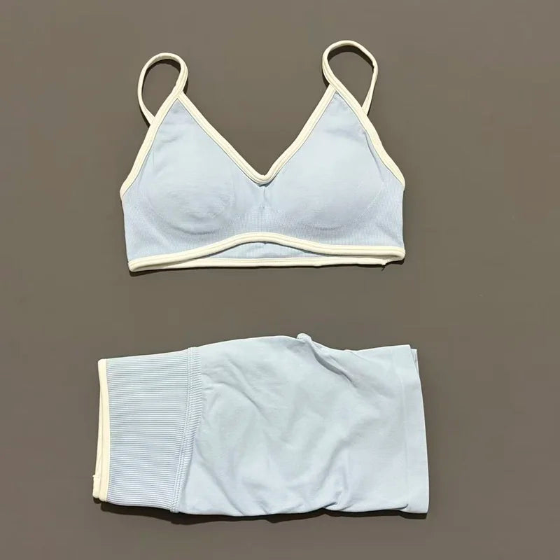 Conjunto Desportivo Feminino 2 Peças | Top e Calções Elásticos | Yoga, Fitness e Corrida
