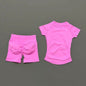Conjunto Fitness Feminino 2 Peças | Camiseta Manga Curta e Shorts Canelado Cintura Alta | Empina Bumbum