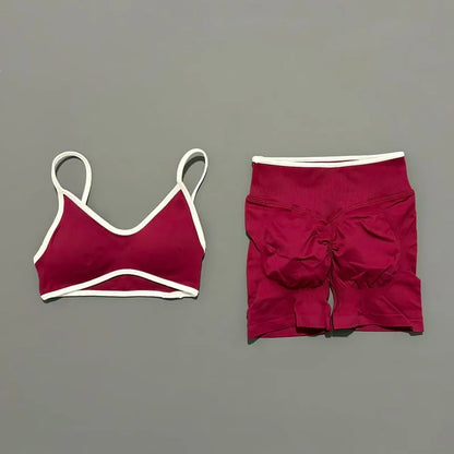 Conjunto Desportivo Feminino 2 Peças | Top e Calções Elásticos | Yoga, Fitness e Corrida
