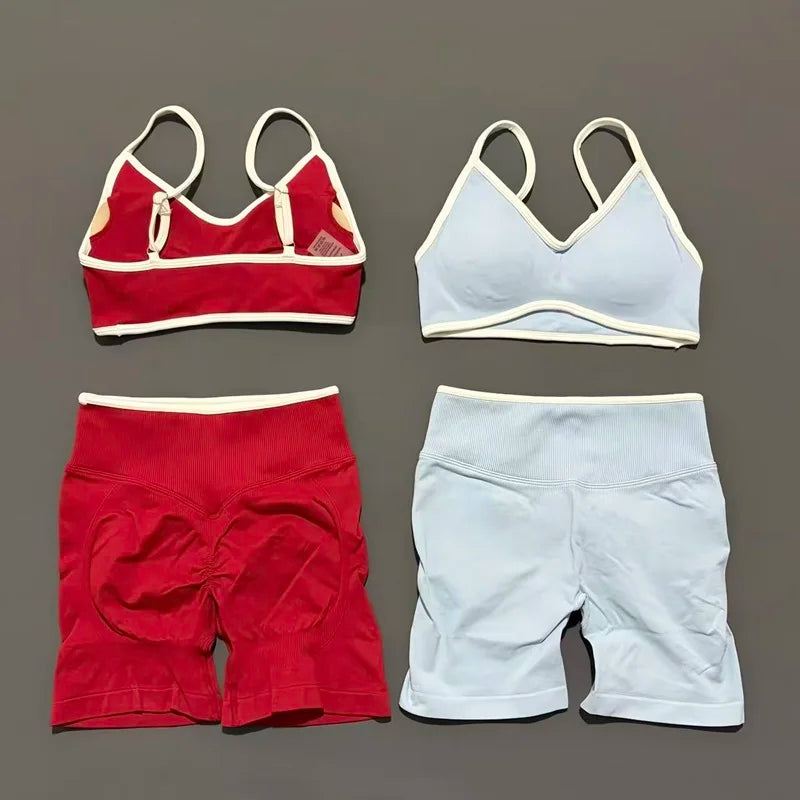 Conjunto Desportivo Feminino 2 Peças | Top e Calções Elásticos | Yoga, Fitness e Corrida