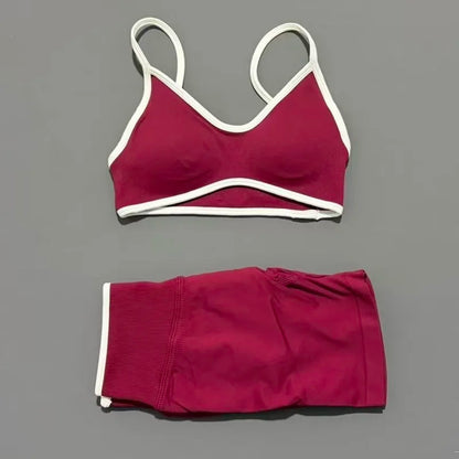 Conjunto Desportivo Feminino 2 Peças | Top e Calções Elásticos | Yoga, Fitness e Corrida