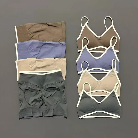 Conjunto Desportivo Feminino 2 Peças | Top e Calções Elásticos | Yoga, Fitness e Corrida