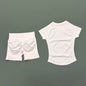 Conjunto Fitness Feminino 2 Peças | Camiseta Manga Curta e Shorts Canelado Cintura Alta | Empina Bumbum