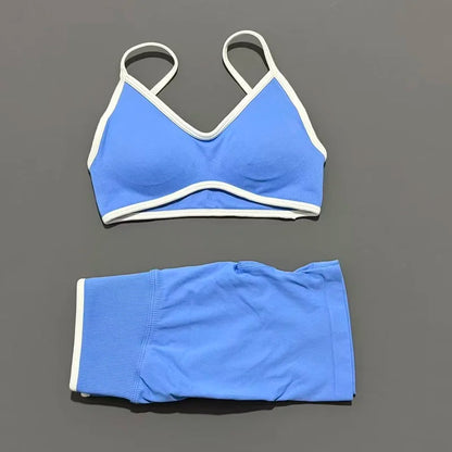 Conjunto Desportivo Feminino 2 Peças | Top e Calções Elásticos | Yoga, Fitness e Corrida