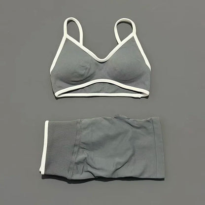 Conjunto Desportivo Feminino 2 Peças | Top e Calções Elásticos | Yoga, Fitness e Corrida