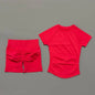 Conjunto Fitness Feminino 2 Peças | Camiseta Manga Curta e Shorts Canelado Cintura Alta | Empina Bumbum