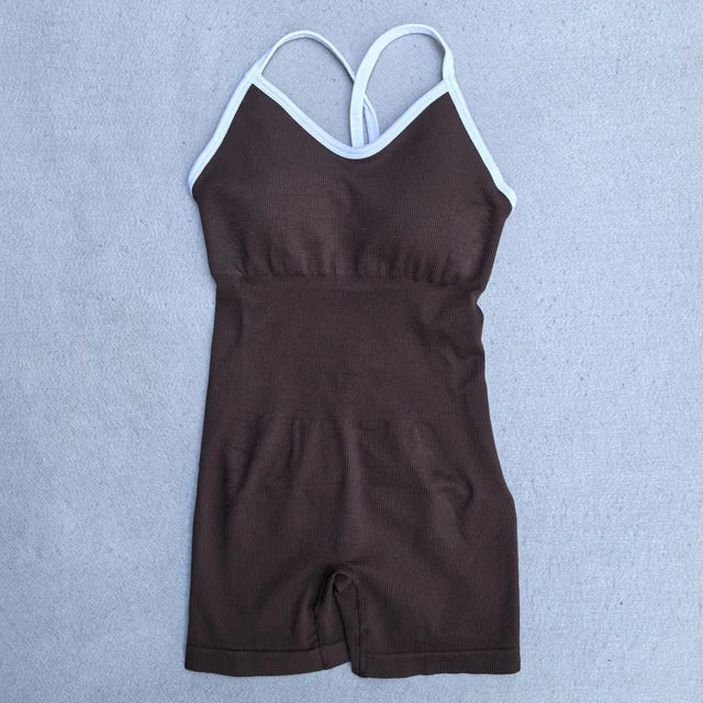 Fato de Yoga Sem Costura de Verão para Mulher | Conjunto de Ginásio com Top e Pantalonas