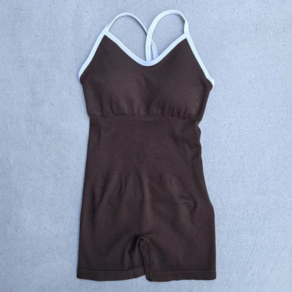 Fato de Yoga Sem Costura de Verão para Mulher | Conjunto de Ginásio com Top e Pantalonas