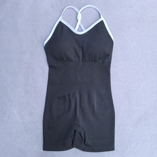 Fato de Yoga Sem Costura de Verão para Mulher | Conjunto de Ginásio com Top e Pantalonas