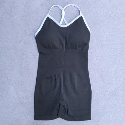 Fato de Yoga Sem Costura de Verão para Mulher | Conjunto de Ginásio com Top e Pantalonas