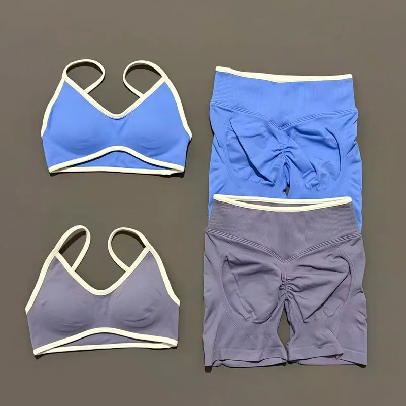 Conjunto Desportivo Feminino 2 Peças | Top e Calções Elásticos | Yoga, Fitness e Corrida