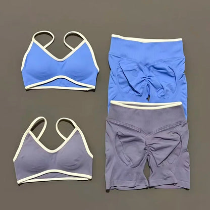 Conjunto Desportivo Feminino 2 Peças | Top e Calções Elásticos | Yoga, Fitness e Corrida