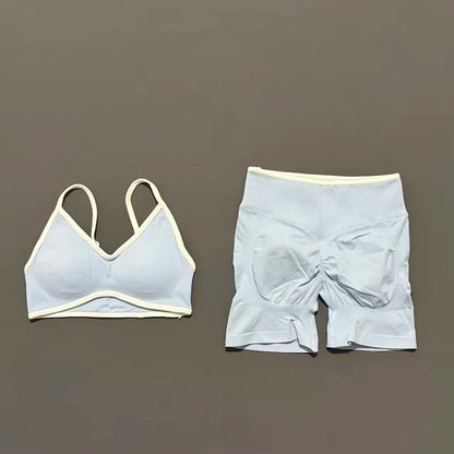 Conjunto Desportivo Feminino 2 Peças | Top e Calções Elásticos | Yoga, Fitness e Corrida