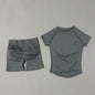 Conjunto Fitness Feminino 2 Peças | Camiseta Manga Curta e Shorts Canelado Cintura Alta | Empina Bumbum