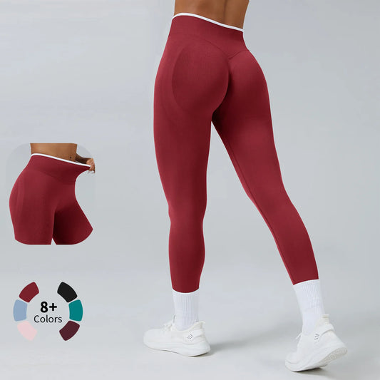 Leggings de Yoga Sem Costura de Cintura Média | Push-Up | Fitness e Corrida