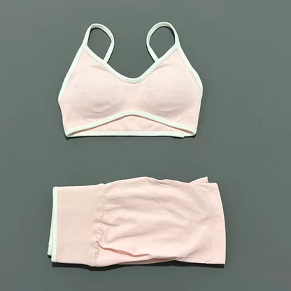 Conjunto Desportivo Feminino 2 Peças | Top e Calções Elásticos | Yoga, Fitness e Corrida